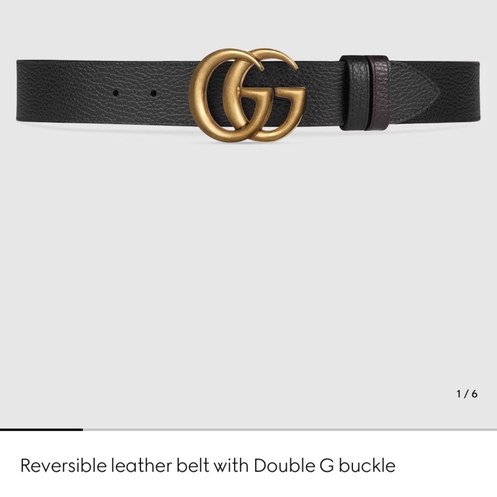 Gucci Black and Gold Reversible Leather Belt